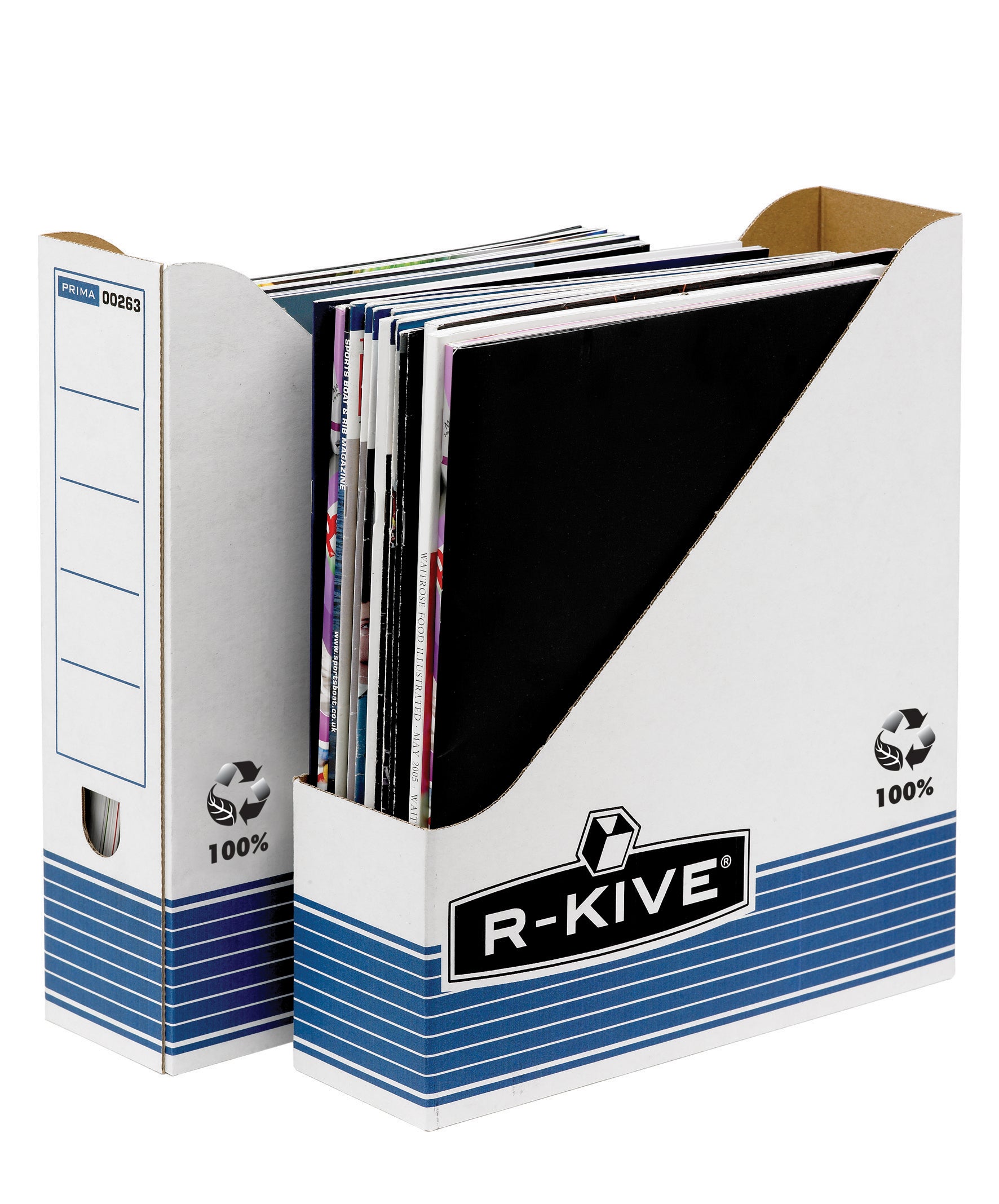 Fellowes Archivschachtel – für A4, B 81 × H 316 × T 263 mm, blau/weiss, Karton, 10 Stück