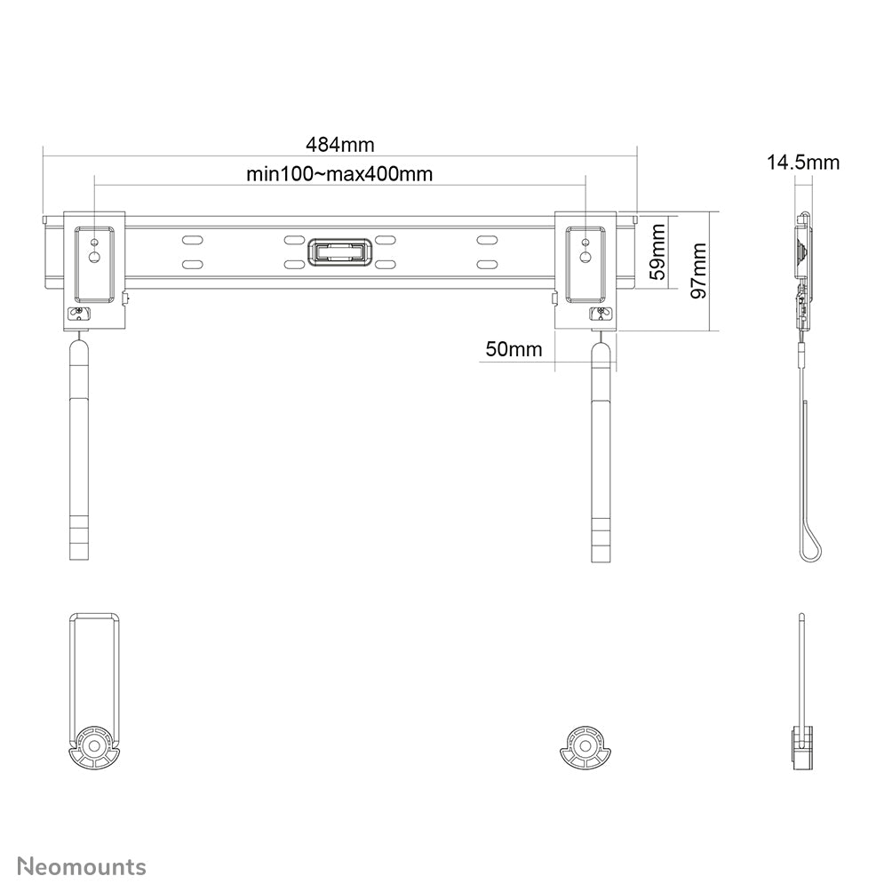 Neomounts Wandhalterung – Fix – 23–52" – VESA 100×100–400×400 – bis 50 kg – Schwarz