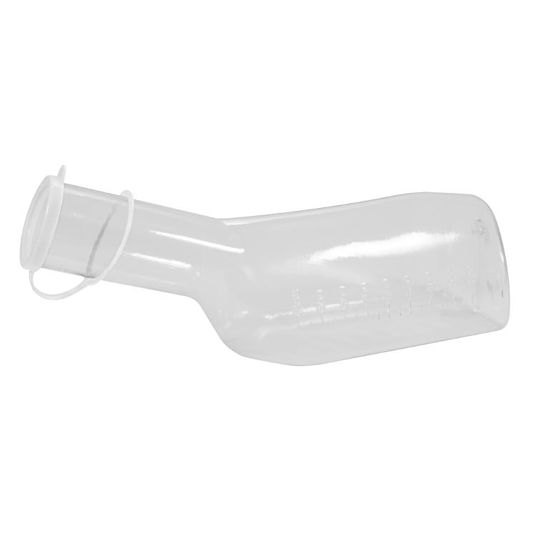 Urinflasche für Männer – autoklavierbar, sterilisierbar bis 130 °C – 1 l – transparent, weisser Deckel