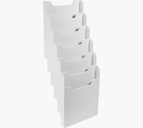 Exacompta Wandprospekthalter 63740D – für A4 – 6 Fächer – Hochformat – lichtgrau – Polystyrol (PS)