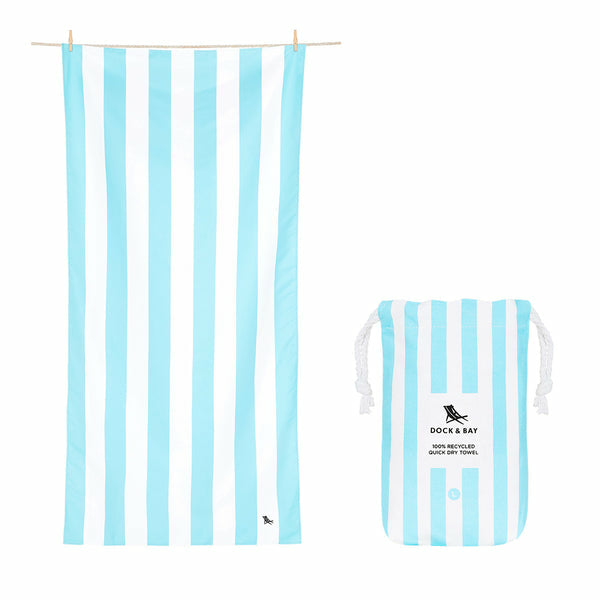 Dock & Bay Strandtuch Cabana – 90 × 160 cm, Weiss/Hellblau, Polyester/Polyamid