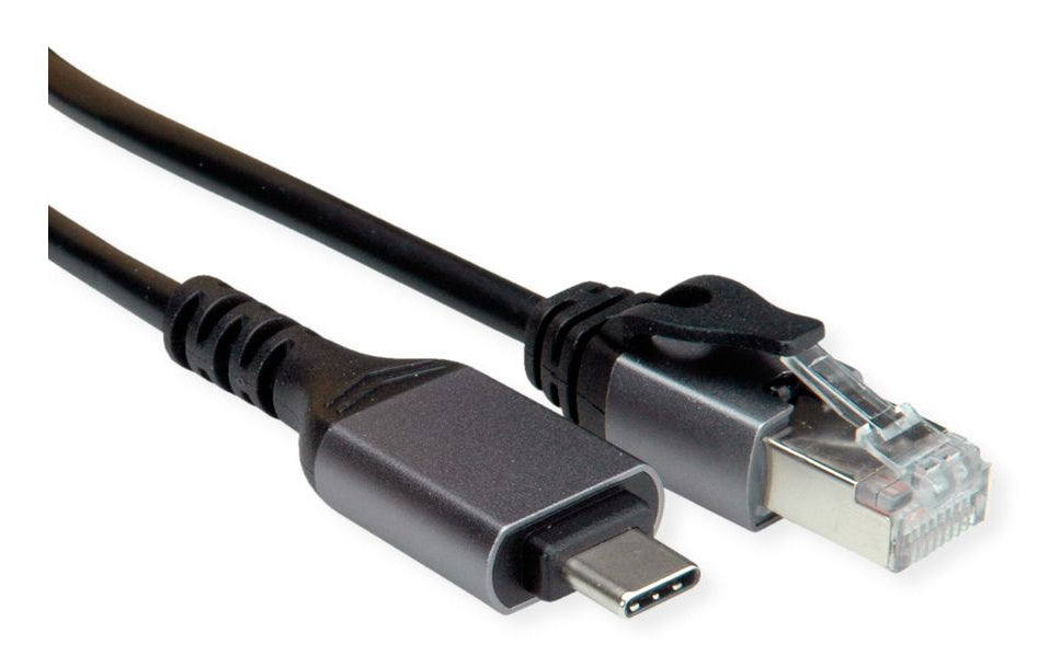 VALUE USB-C zu RJ-45 Konverterkabel – Gigabit Ethernet (1 Gbit/s), 1 m – Schwarz