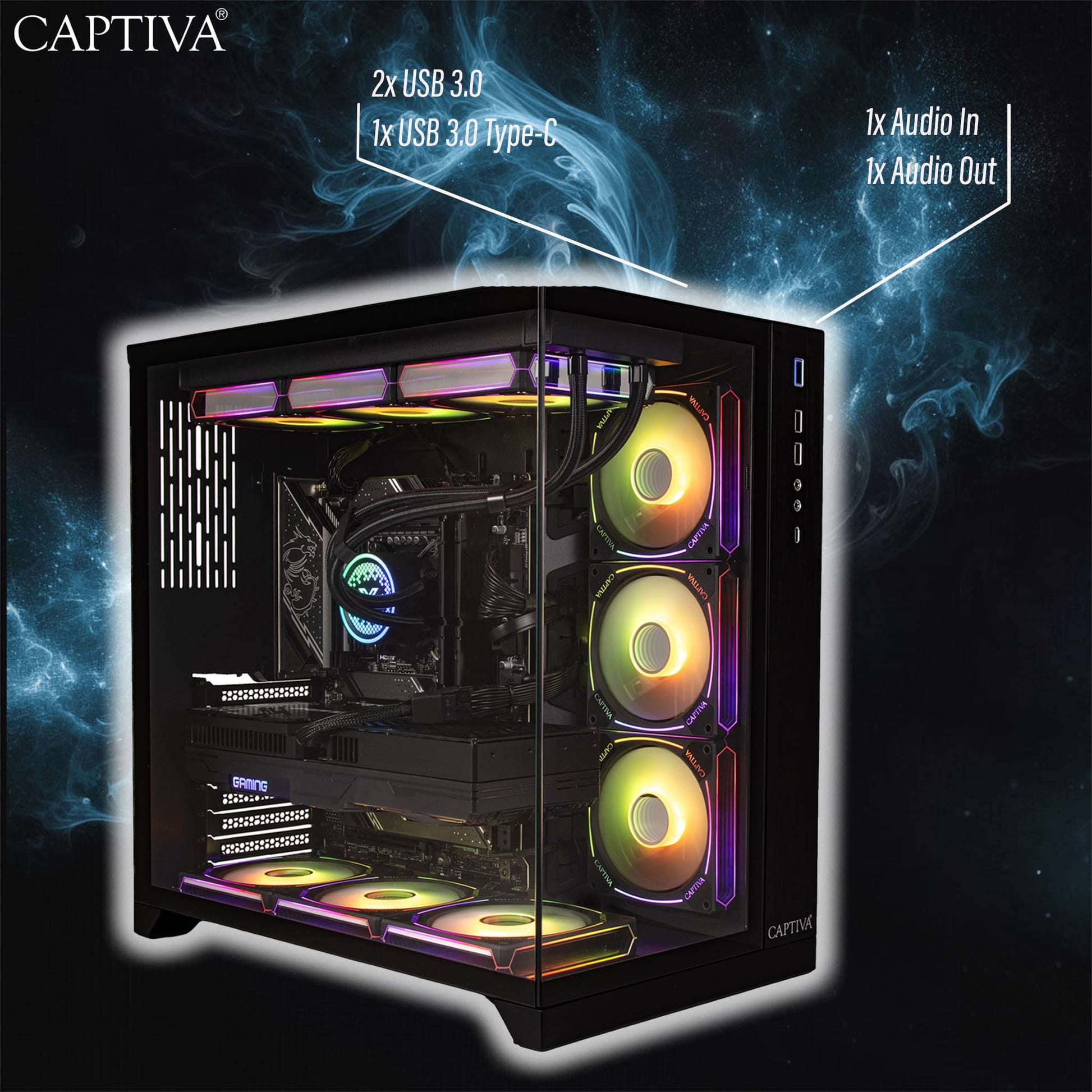 Captiva Tower – AMD Ryzen 9 9900X, 64 GB RAM, 2 TB SSD, NVIDIA GeForce RTX 5080 16 GB, Windows 11 Home