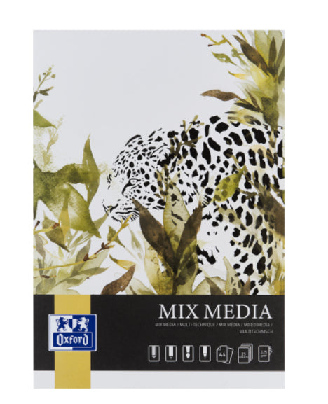 Oxford Art Mixed Media Block – A4 – 225 g/m² – Softcover – 25 Blatt, weiss