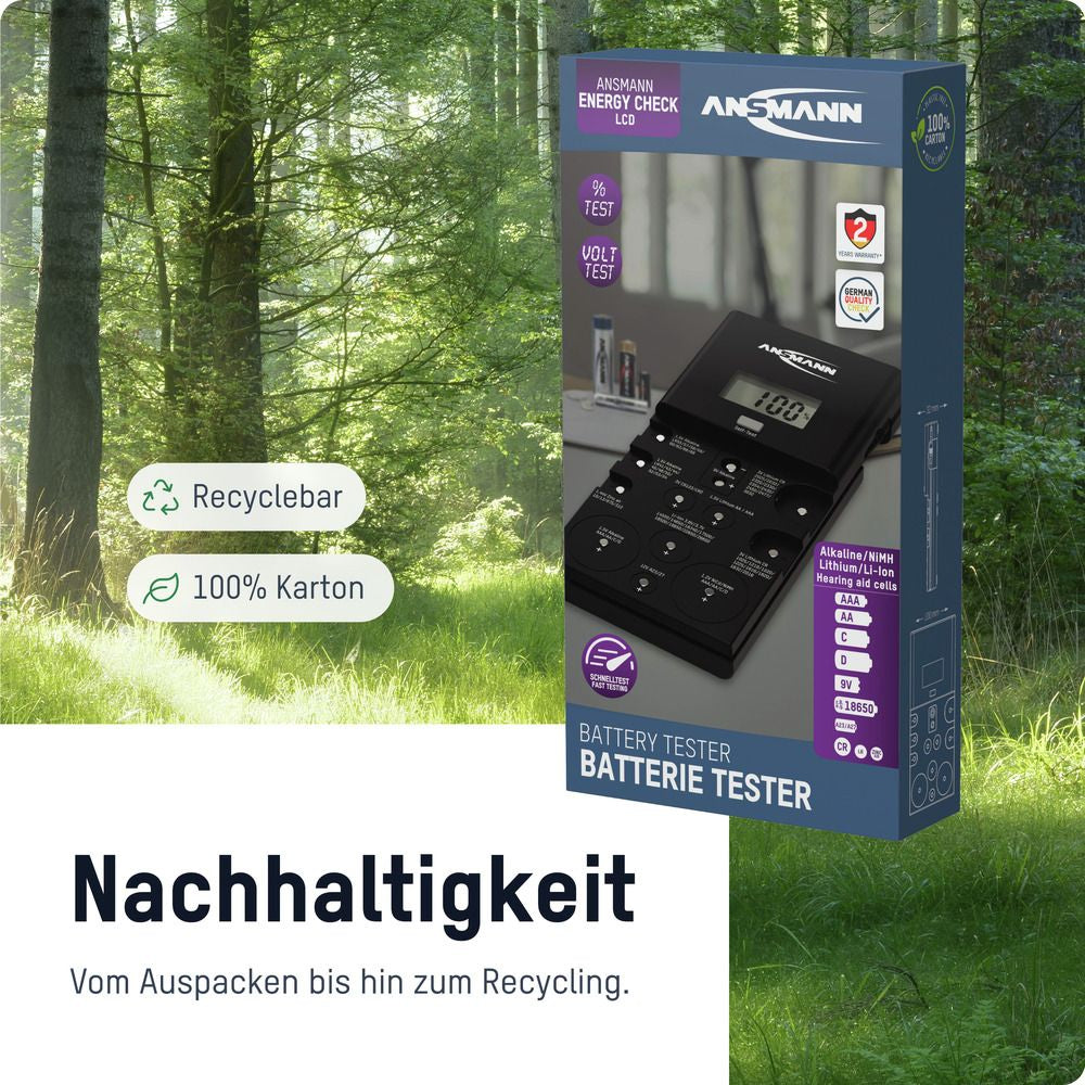 Ansmann Energy Check LCD – Batterietester – LCD, für AA/AAA/C/D/9 V/Knopfzellen