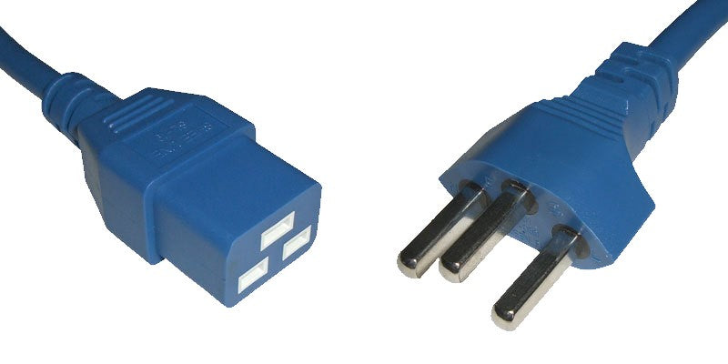 Diggelmann Netzkabel, T23 auf C19, angespritzt, 1 m, Blau