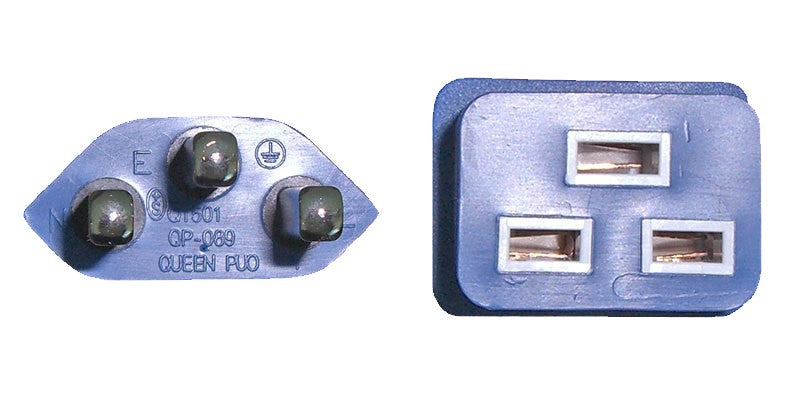 Diggelmann Netzkabel, T23 auf C19, angespritzt, 1 m, Blau