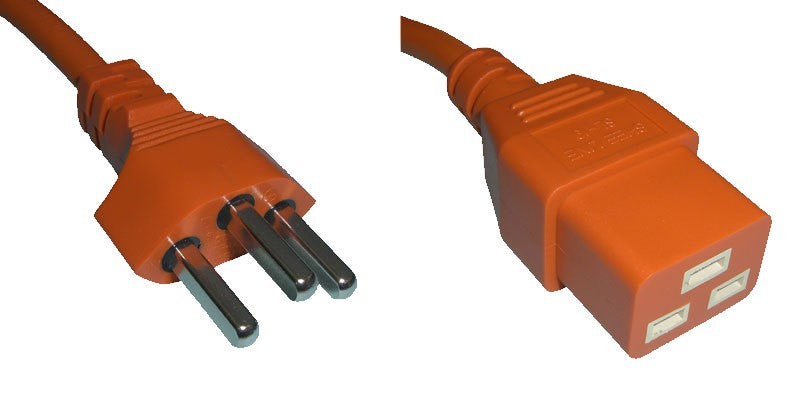 Diggelmann Netzkabel, T23 auf IEC C19, 3 m, Orange