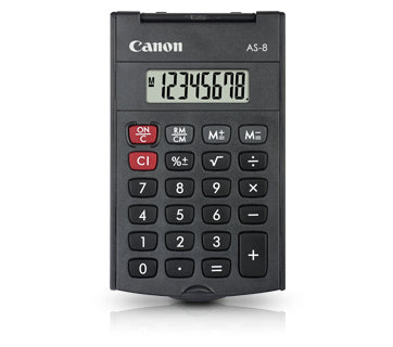Canon Taschenrechner AS-8 – 8-stellig, LCD, Batterie, dunkelgrau, 60×97×11 mm