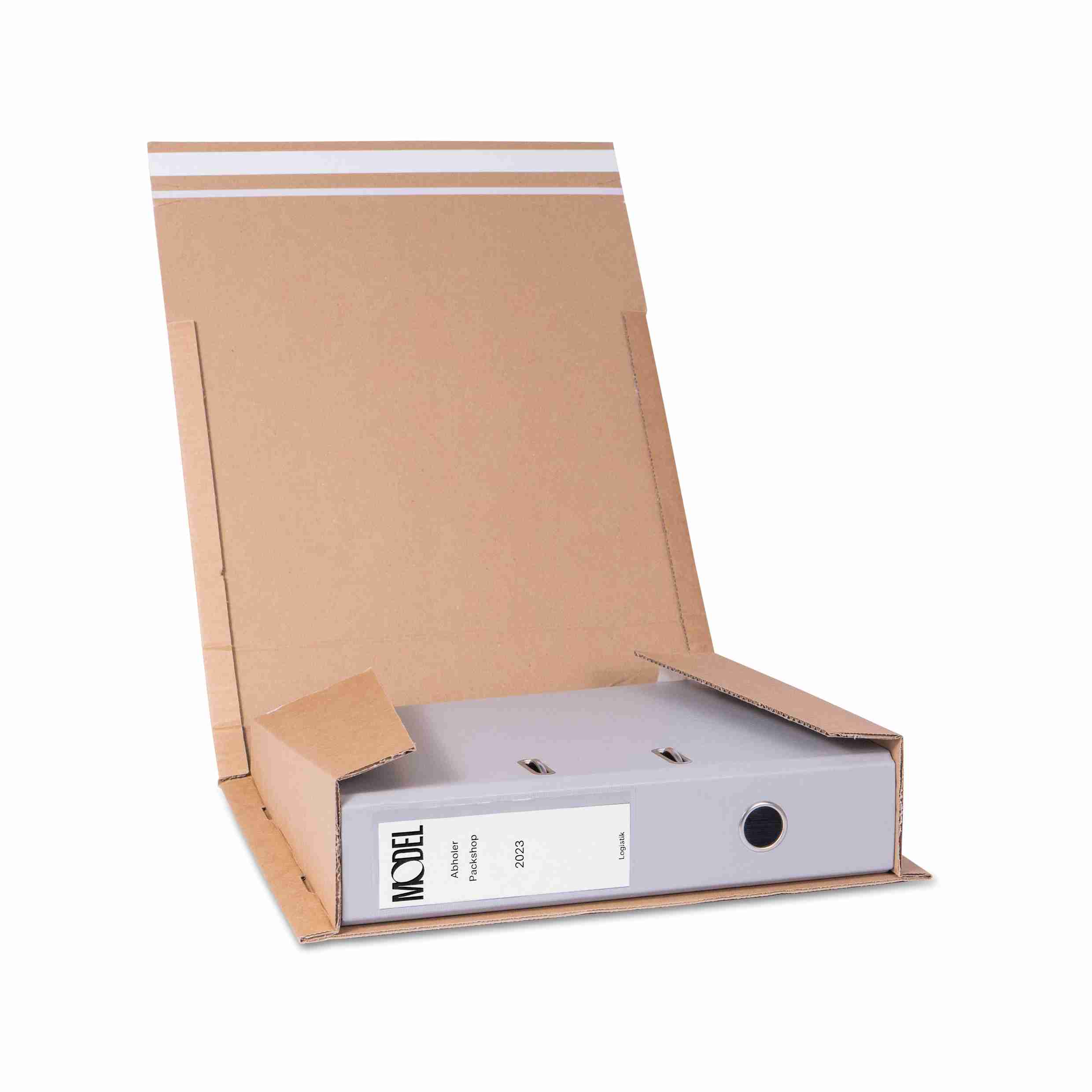 Model Versandverpackung – 320 × 290 × 80 mm, braun, selbstklebend – 1 Stk., ab 300 Stk.