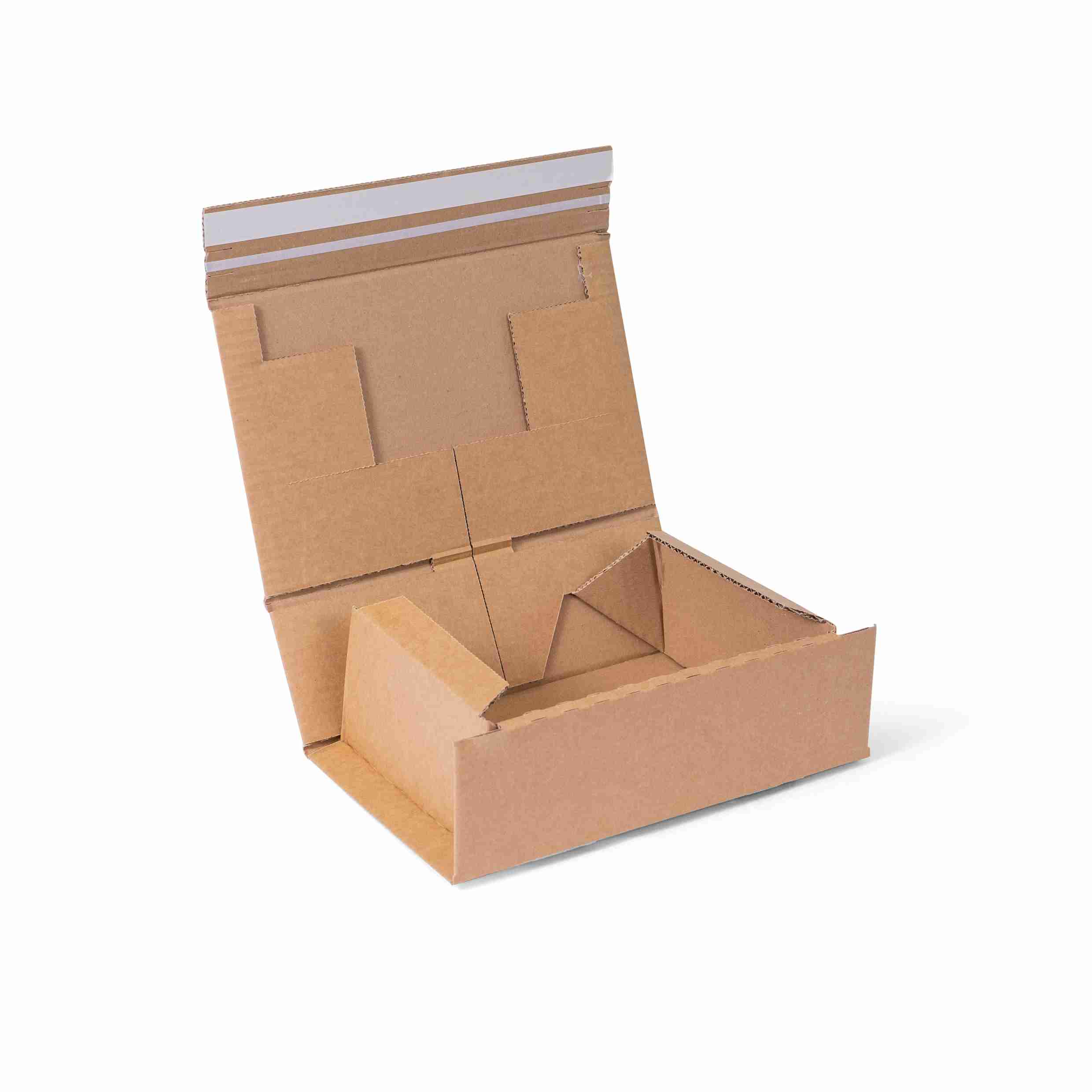 Model Versandkarton – 230 × 160 × 90 mm, braun, Wellkarton, Aufreissband, selbstklebend – 1 Palette (1'200 Stk.)