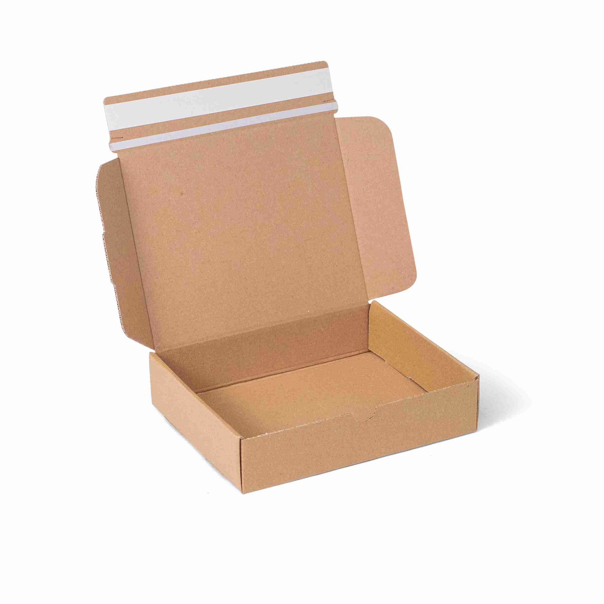 Model Versandkarton – 192 × 155 × 43 mm, braun, Wellkarton, E-Welle, selbstklebend – 1 Stk., ab 100 Stk.
