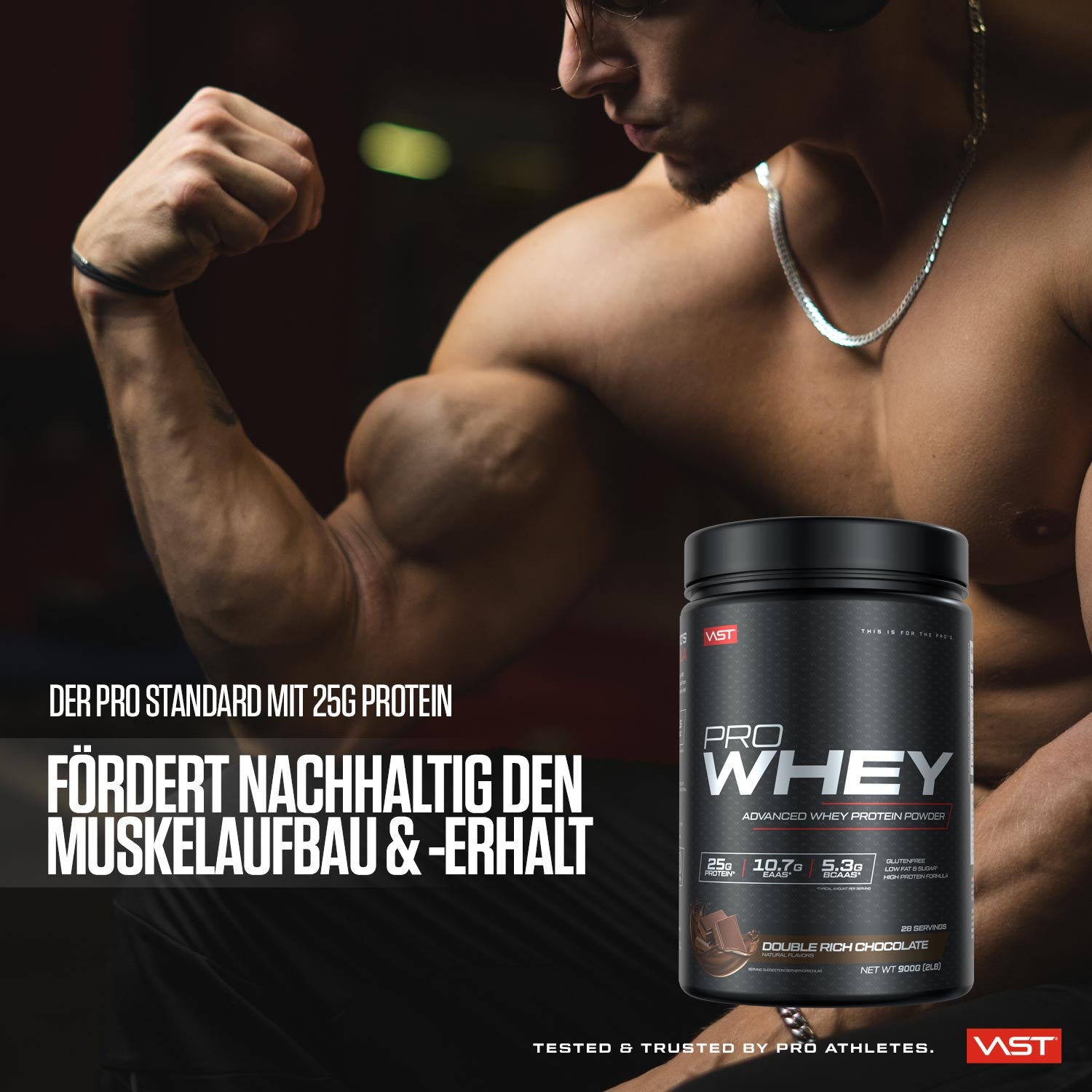 VAST Sports Whey Protein Heidelbeere & Vanille – glutenfrei – 900 g