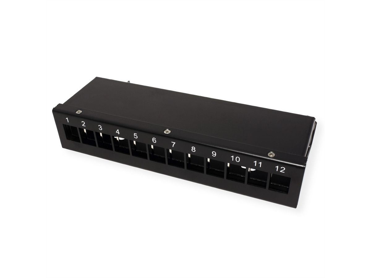 VALUE Wandgehäuse – Aufputz, 4× Ports, 19", 1U, für Keystone-Module, Stahl, Schwarz