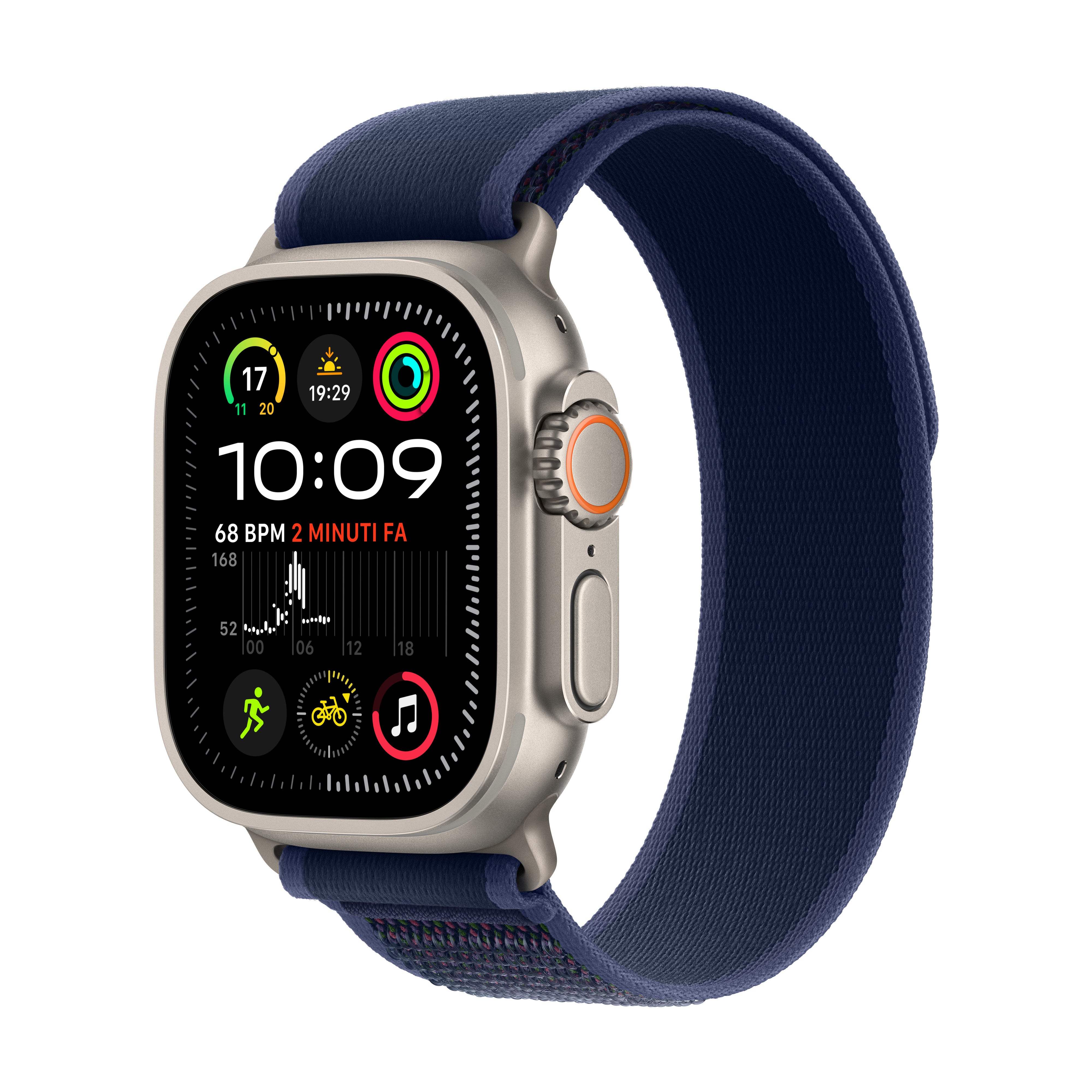 Apple Watch Ultra 2 – Smartwatch – 49 mm, LTE, OLED, Saphirglas, 100 m, Naturtitan, Blau, M/L, Trail Loop