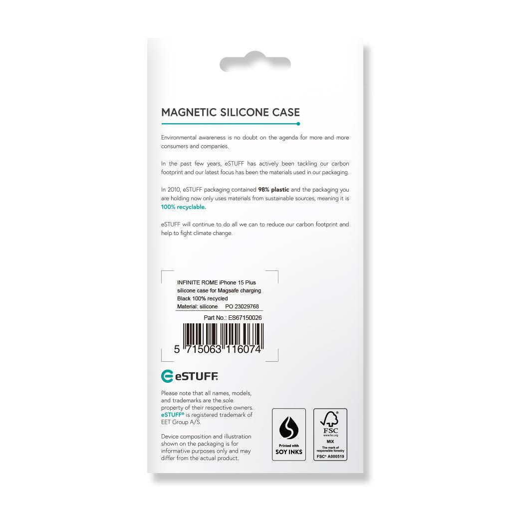 eSTUFF INFINITE ROME Backcover – für Apple iPhone 15 Plus, Mikrofaser+PC+Silikon, schwarz, GRS-zertifiziert