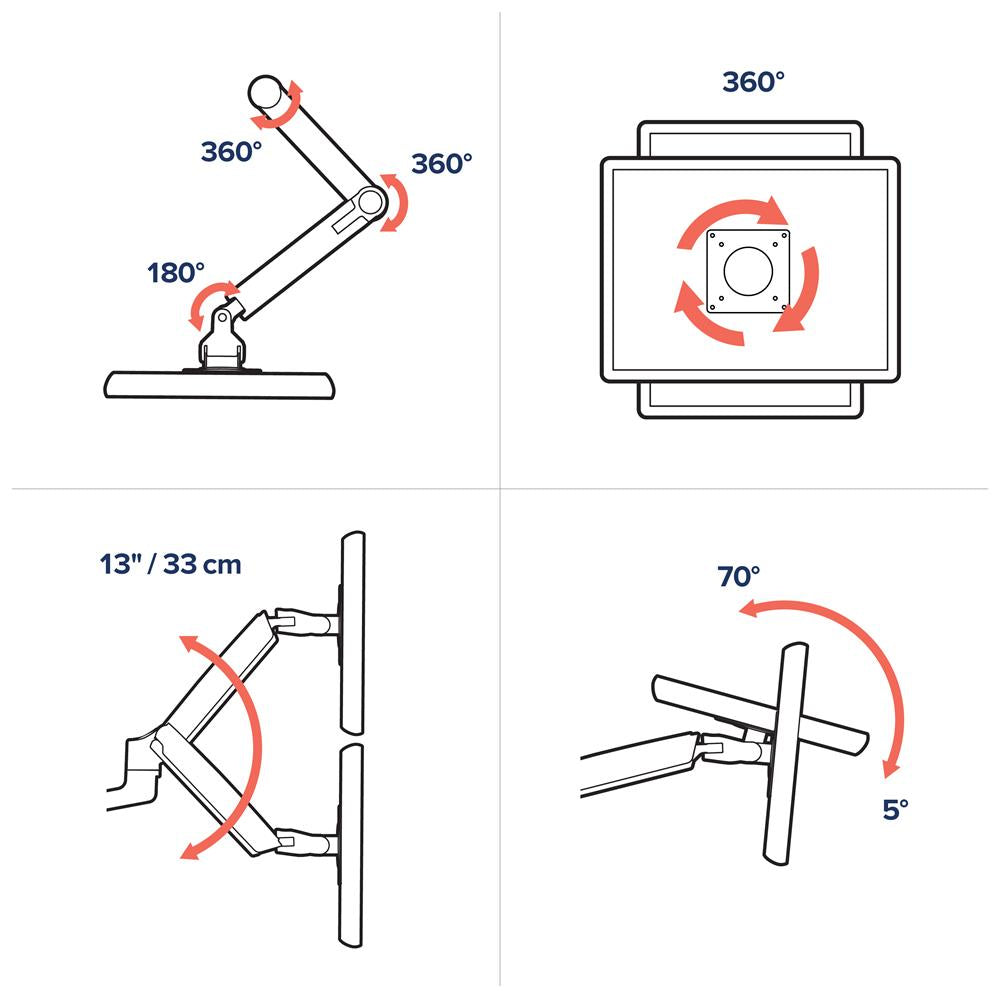 Ergotron LX Desk Dual Stacking Arm Low Profile MBK – Monitorarm, Dual, vertikal stapelbar