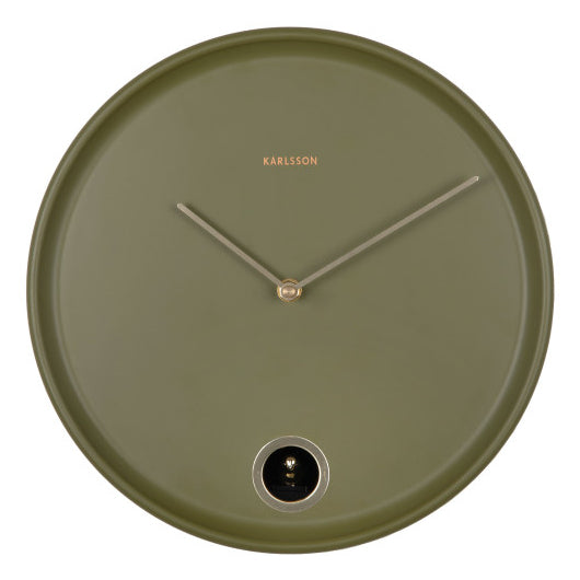 Karlsson Esencia Kuckuck Wanduhr – Analog, Ø 30 cm, Grün, Eisen