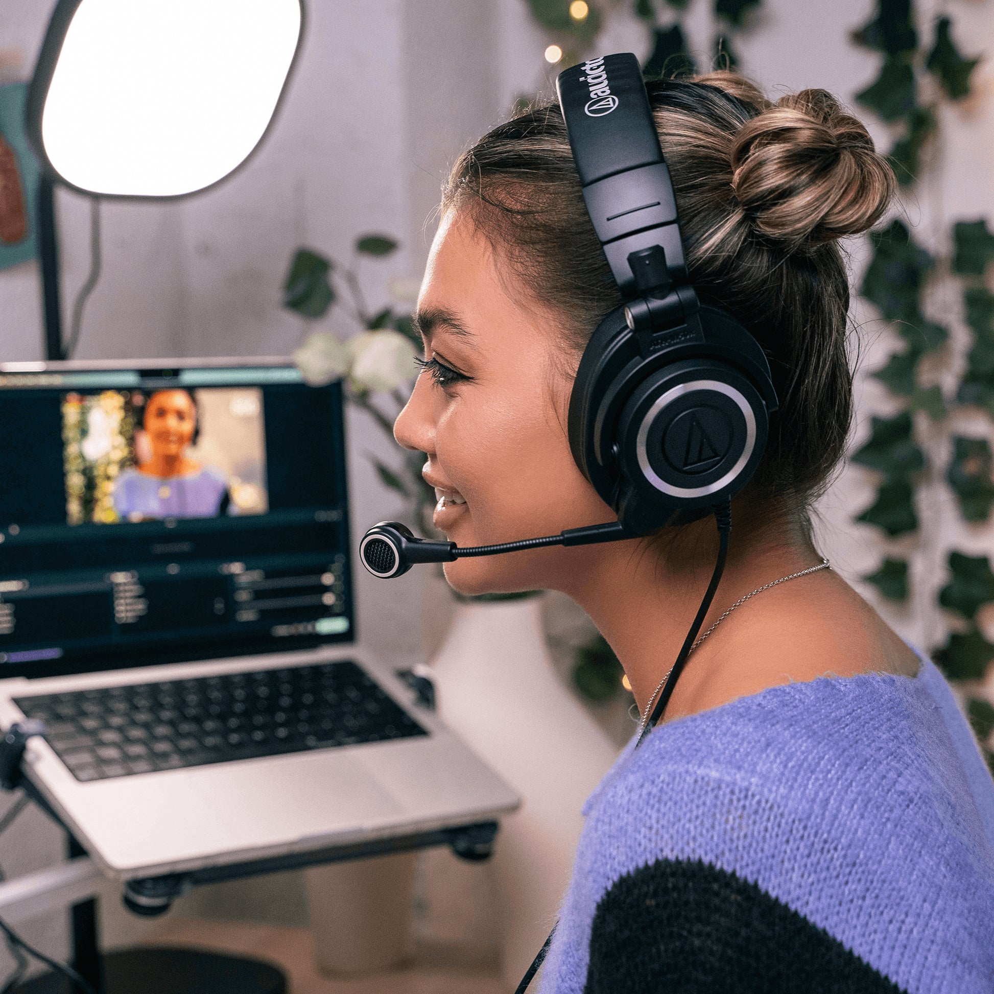 Audio-Technica ATH-M50xSTS Office-Headset – Over-Ear, Stereo, Kabelgebunden, USB-A, 3,5 mm Klinke, Schwarz