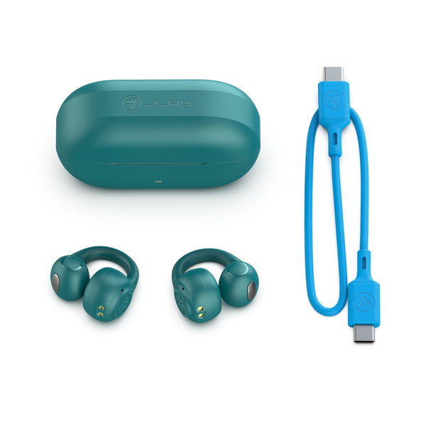 JLab Flex Open Air Clip IEUEBFLEX – True Wireless In-Ear Kopfhörer – Bluetooth, offen, mit Mikrofon – türkis