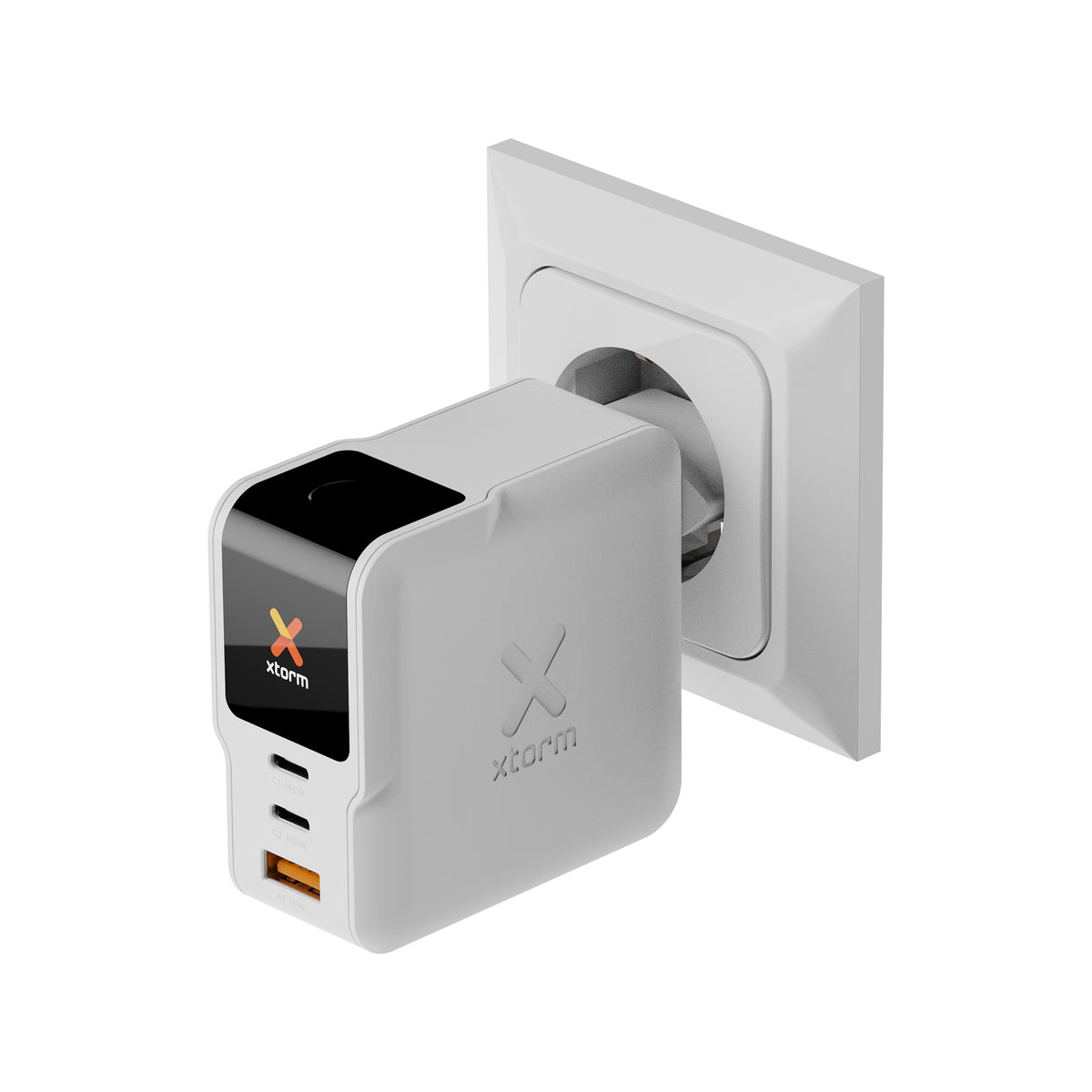 Xtorm NextGen XECNG1400 USB-Ladegerät 140 W – USB-C×2, USB-A×1 – PD, QC 3.0, GaN – Weiss
