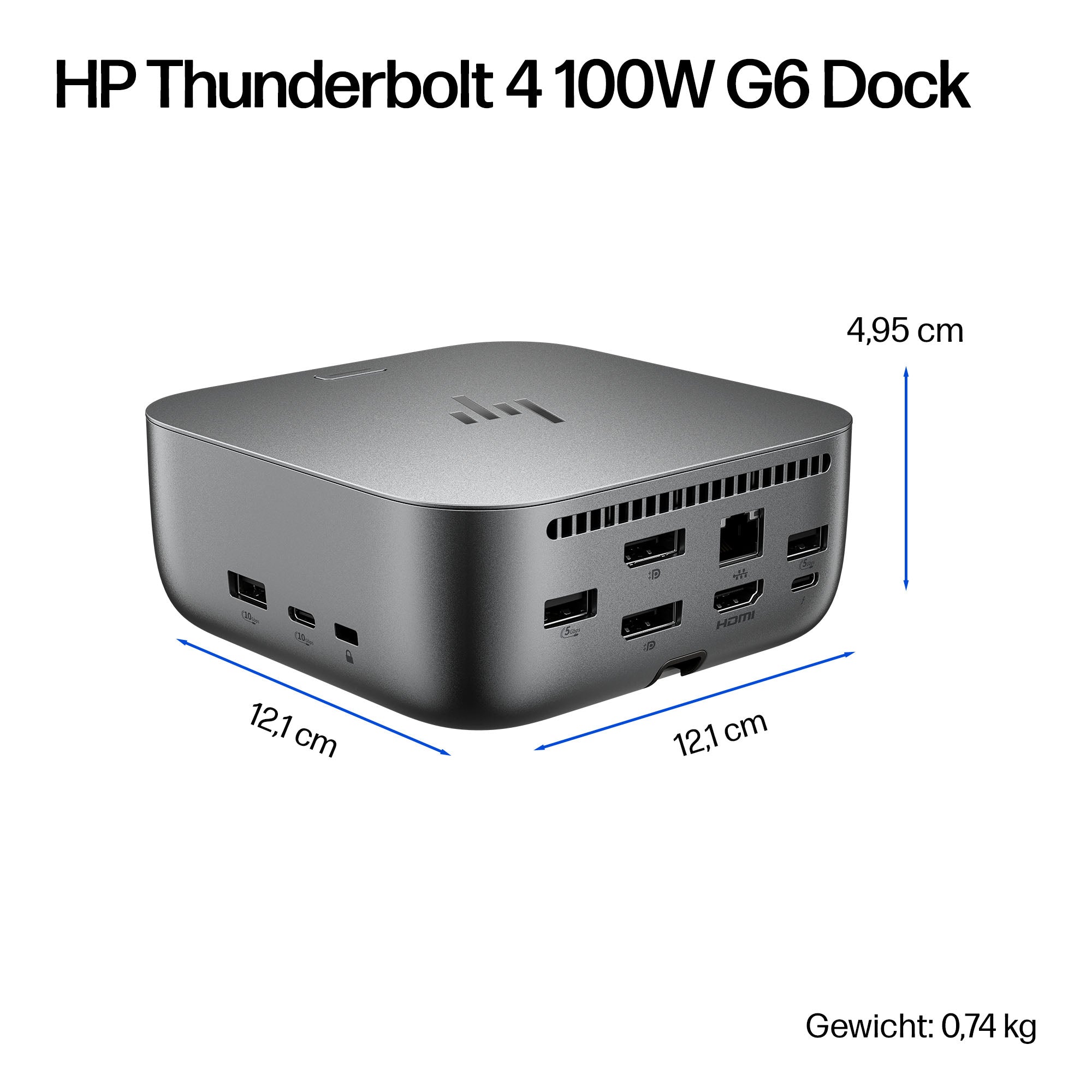 HP G6 Dockingstation – Thunderbolt 4, 1× HDMI, 3× USB-A, 2× USB-C, 100 W PD, 2.5GbE, für Windows/macOS/Linux