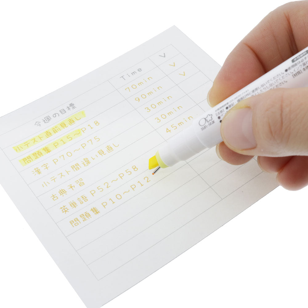 Sun-star Ninipie Pen & Marker Textmarker – Pastellgelb, Keil/Fein 4,0/0,5 mm