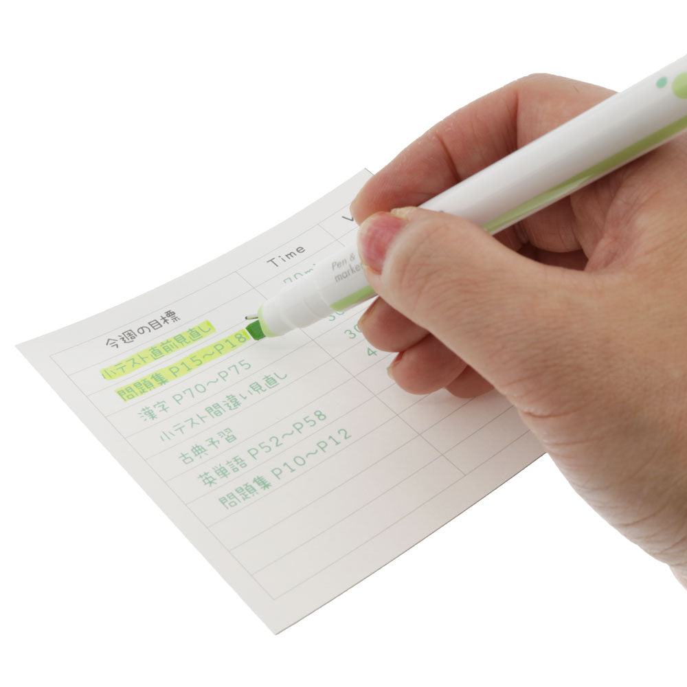Sun-star Ninipie Stift & Marker Fineliner – 0,5–4,0 mm, gelbgrün × grün, 2-in-1 Spitze
