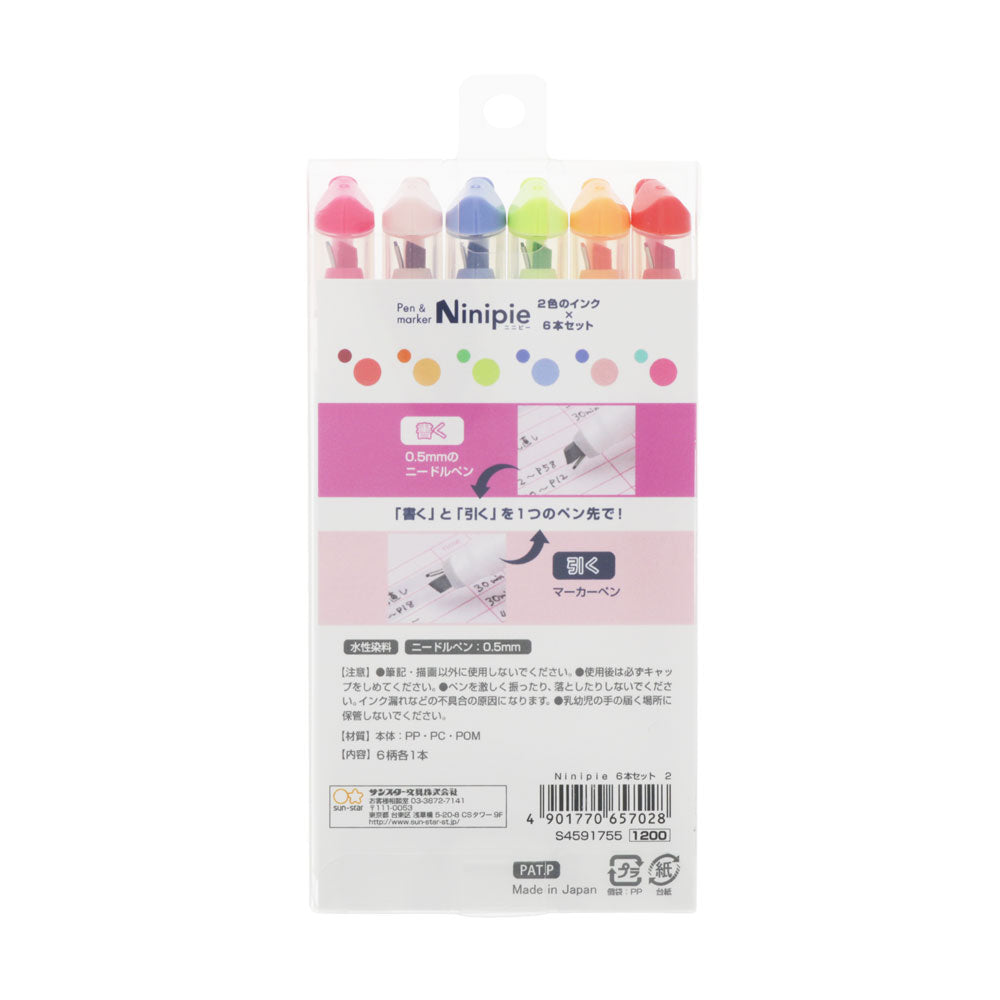 Sun-star Ninipie Stift & Marker Doppeltspitze-Textmarker – Farben: Rot/Orange/Gelbgrün …, Keil/Fein 4,0/0,5 mm