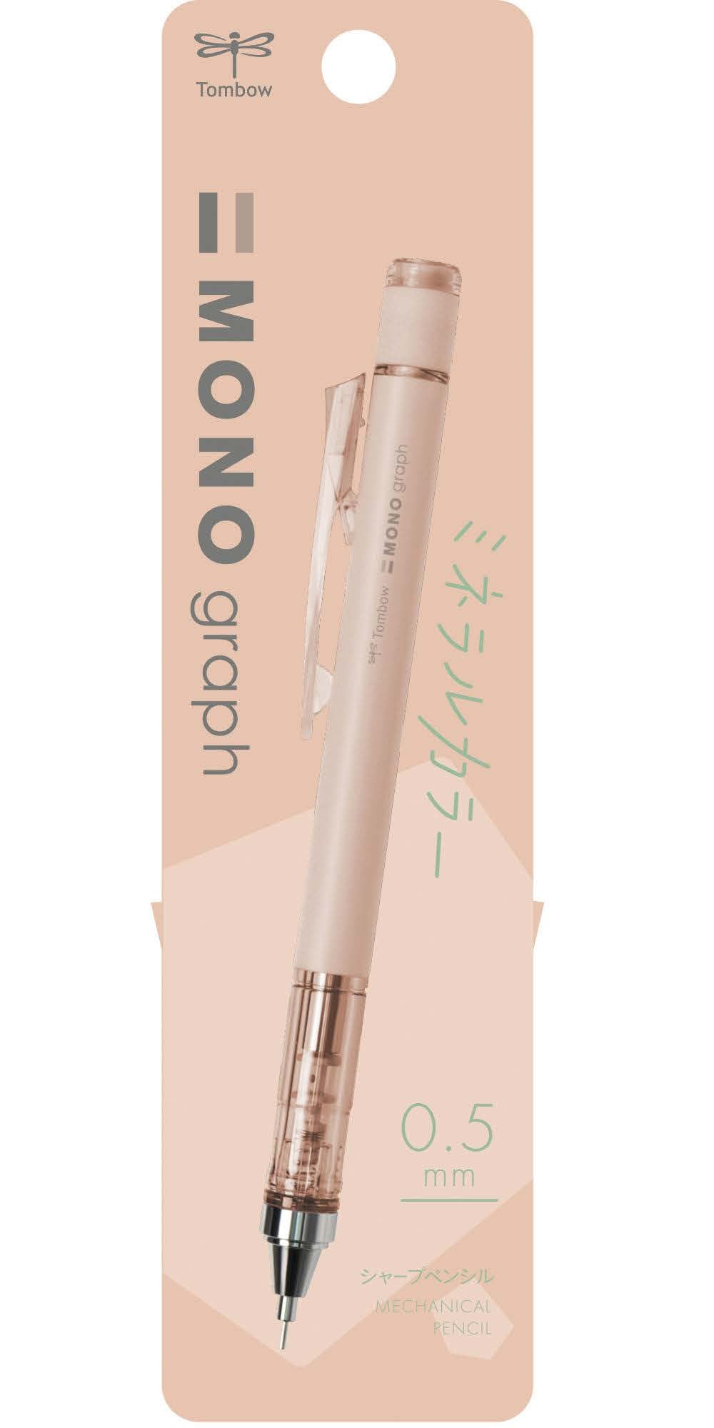 Tombow MONOgraph Druckbleistift – 0,5 mm – Sheer Beige – für Linkshänder – mit Schüttel-Mechanismus