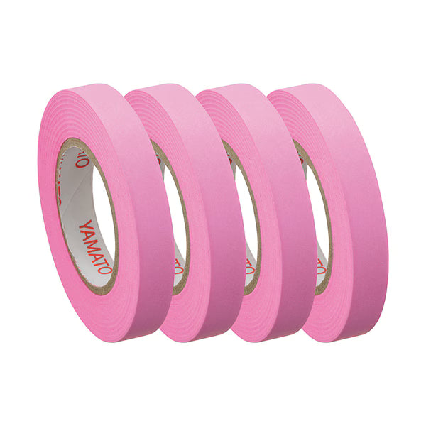 Yamato Memoc Roll Tape Papier Typ Haftnotizen auf Rolle – 10 m × 7 mm – rosa, vollflächig klebend, 4er-Set