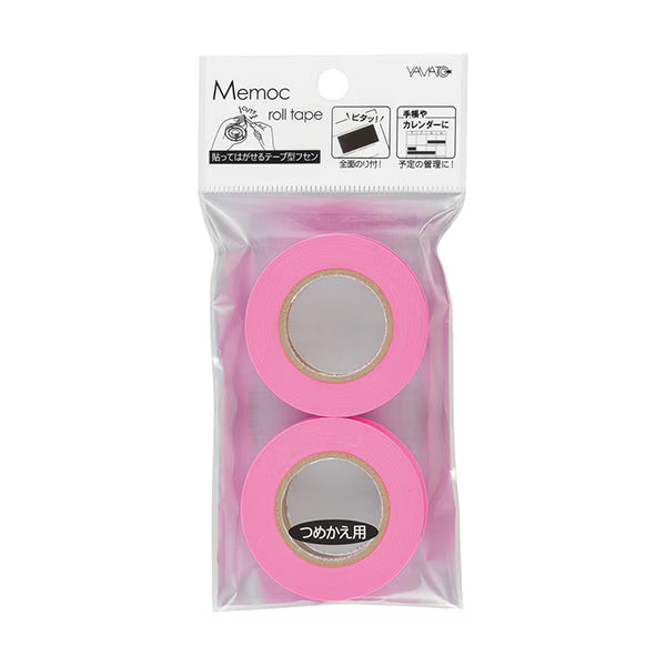 Yamato Memoc Roll Tape Papier Typ Haftnotizen auf Rolle – 10 m × 7 mm – rosa, vollflächig klebend, 4er-Set