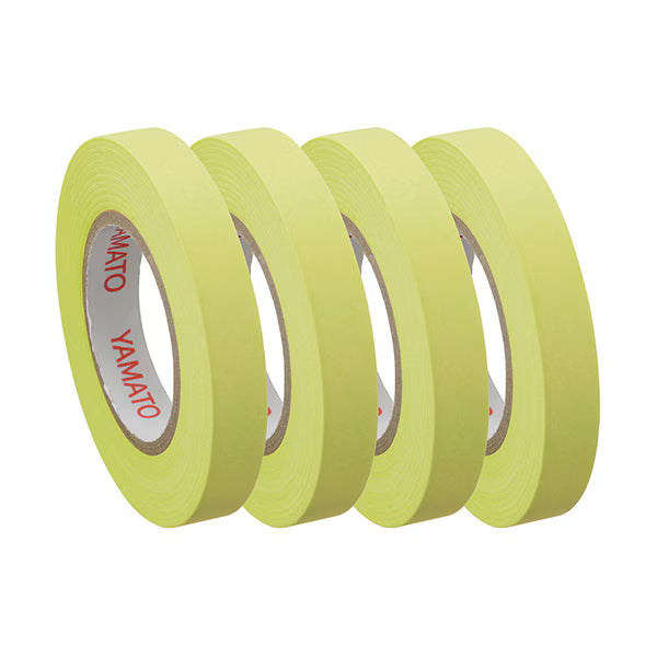 Yamato Haftnotizen auf Rolle – 10 m × 7 mm – Neongelb, vollflächig klebend, 4er-Set