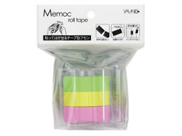 Yamato Memoc Roll Tape Paper Type Haftnotizen auf Rolle – 10 m × 15 mm – gelb, vollflächig klebend, 3er-Set