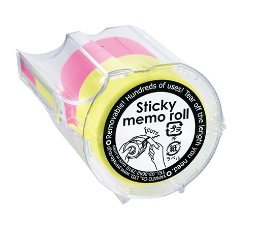 Yamato Haftnotizen auf Rolle – 10 m × 25 mm – pastell (rosa, gelb), vollflächig klebend