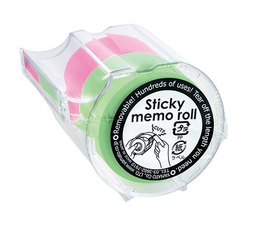 Yamato Haftnotizen auf Rolle – 10 m × 25 mm – rosa, limonengrün, vollflächig klebend