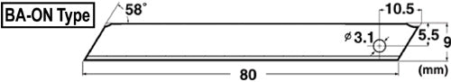 NT Cutter BA-4000-ON – Ersatzklingen 80 × 9 × 0,38 mm, Vollklinge, 400 Stk.