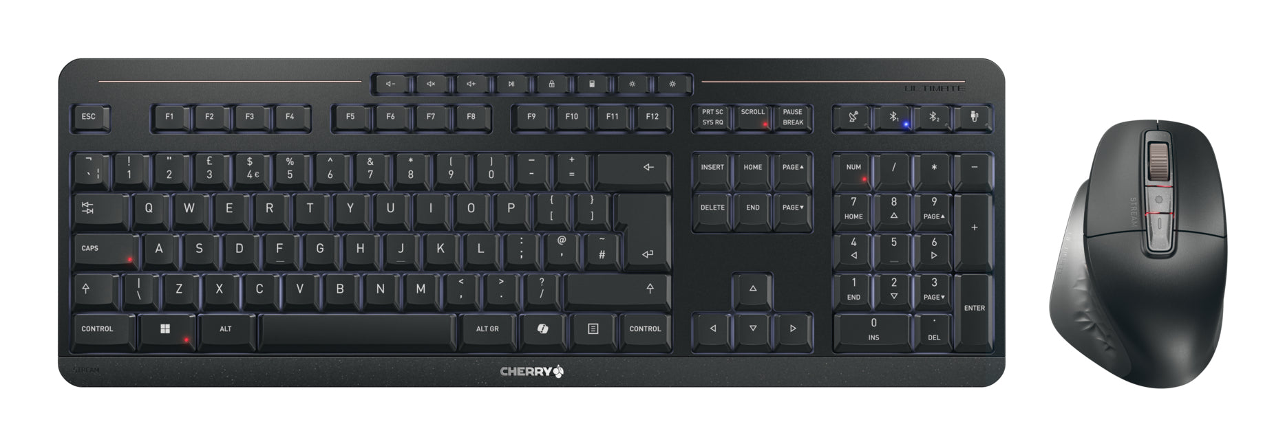 CHERRY Stream Desktop Ultimate – Tastatur-Maus-Set – Schere – Bluetooth & 2,4 GHz – QWERTY (UK-INT) – Schwarz