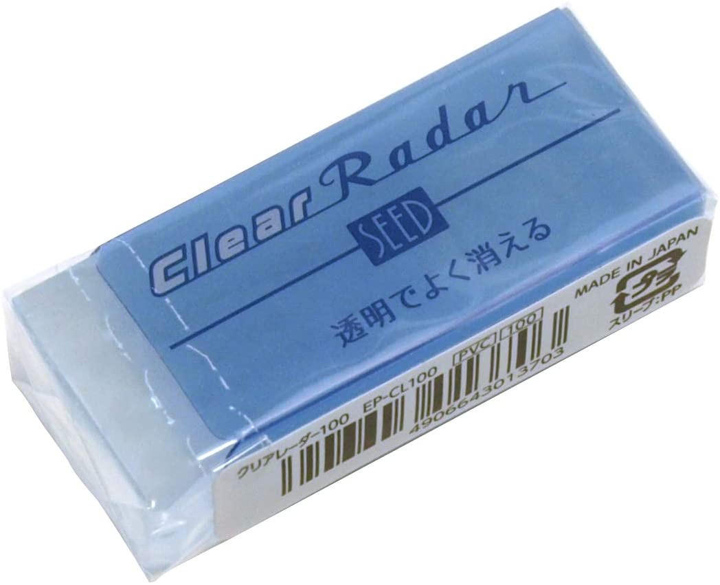Seed Radiergummi Clear Radar EP-CL100 – staubarm, 43 × 18 × 12 mm, transparent