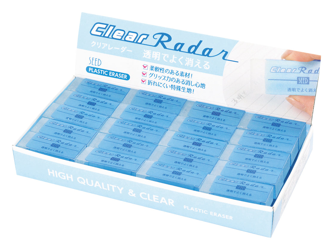 Seed Radiergummi Clear Radar EP-CL100 – staubarm, 43 × 18 × 12 mm, transparent