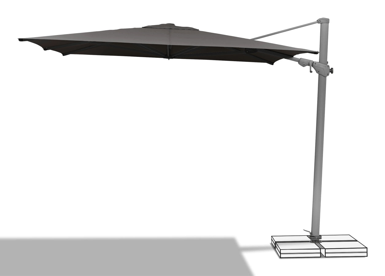 Suncomfort by Glatz Innenhof-Sonnenschirm Varioflex – rechteckig 330 × 270 cm, steingrau, für Aussenbereich