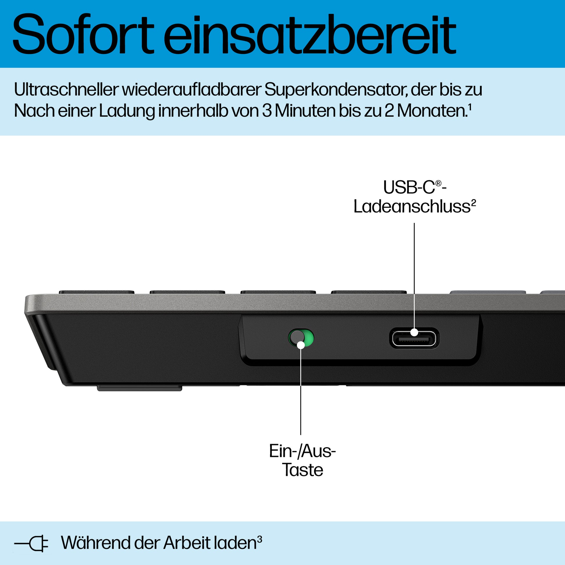HP 720 Multi-Device – Tastatur – Bluetooth & 2,4 GHz (USB-A) – Schwarz
