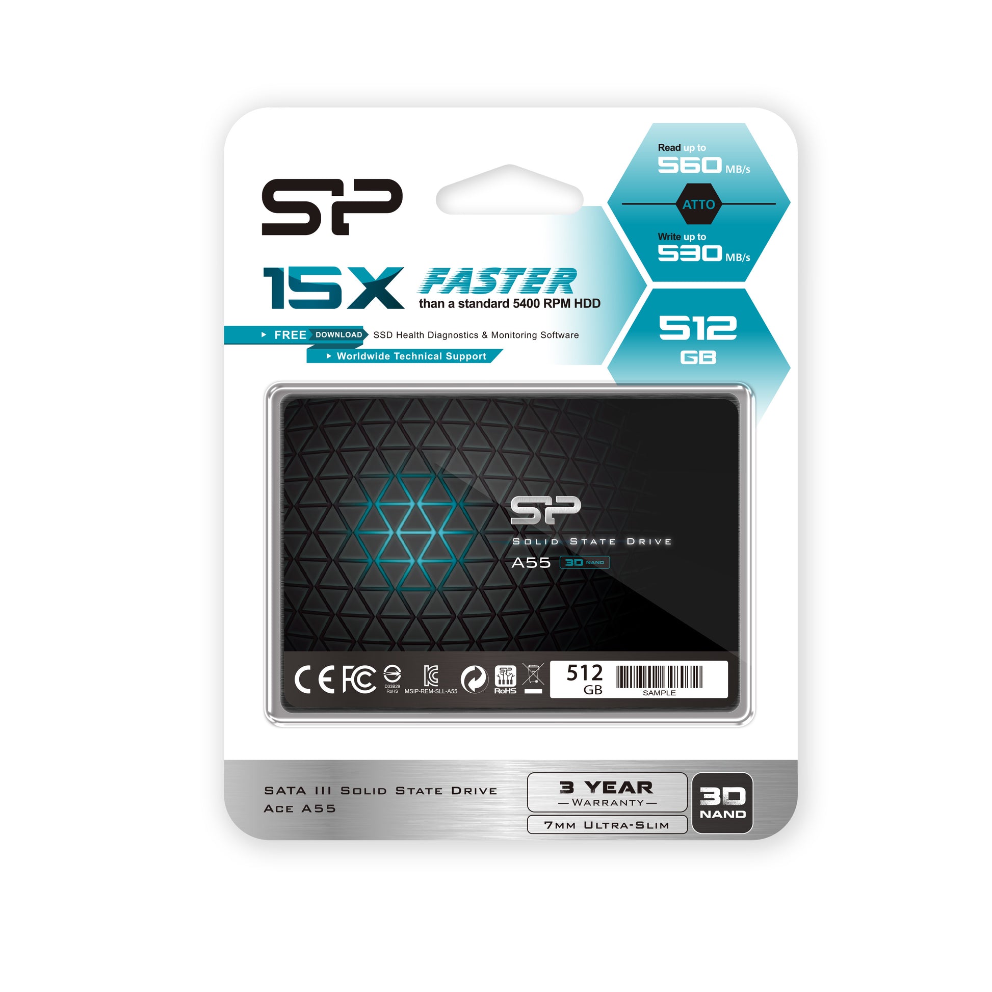 Silicon Power Ace A55 512 GB (SP512GBSS3A55S25) – für 2,5" SATA III