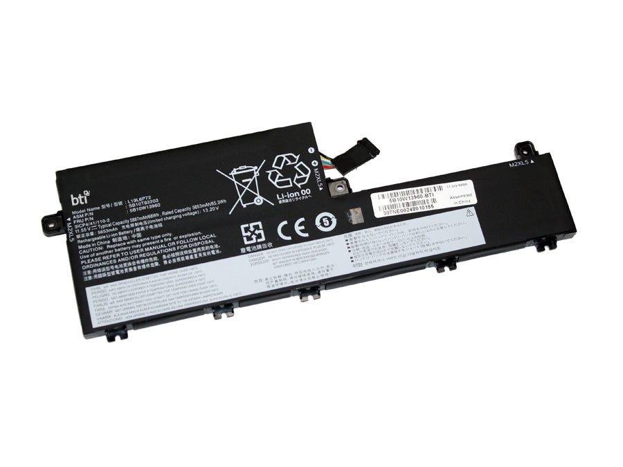 BTI Notebook-Akku – für Lenovo – 68 Wh, 11,55 V (6 Zellen) – Schwarz