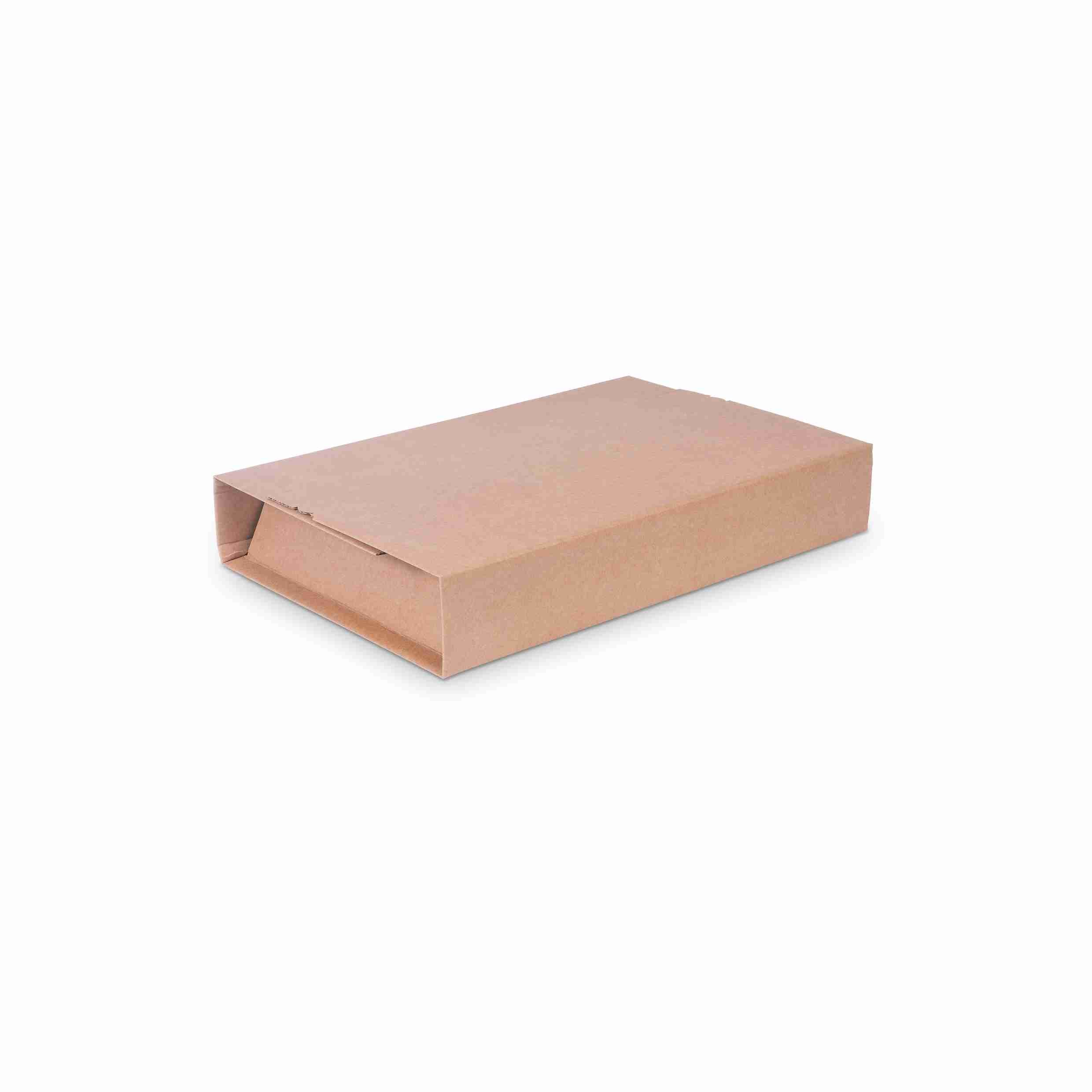 Model Versandverpackung – 350 × 260 × 70 mm, braun, Wellkarton, Automatikboden, selbstklebend – 1 Stk., ab 20 Stk.
