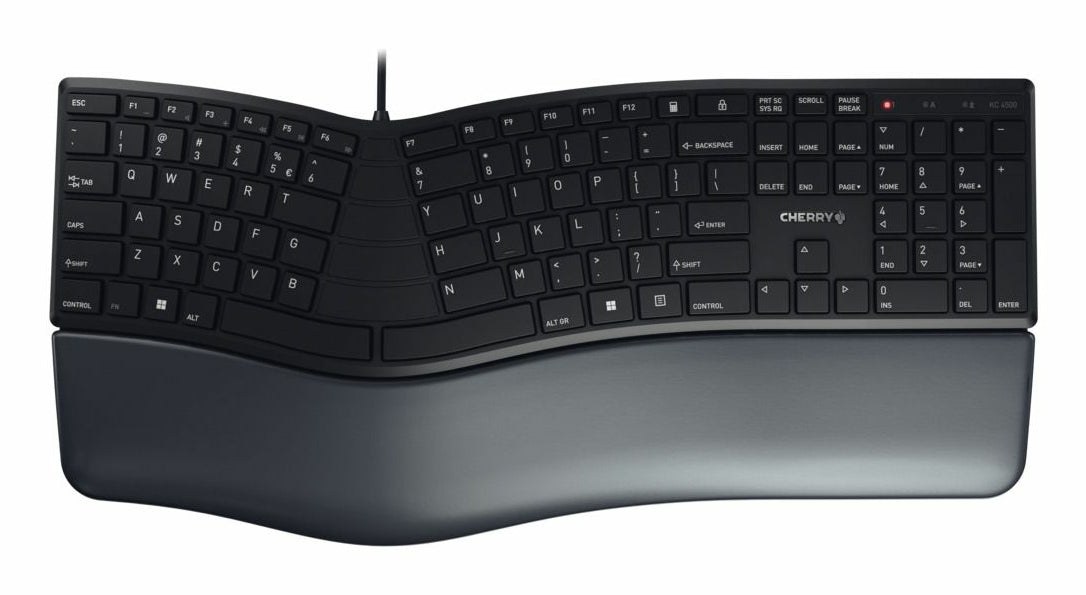 CHERRY KC 4500 ERGO – Tastatur, kabelgebunden (USB), BE-Layout (BE), Fullsize (mit Ziffernblock) – für Windows