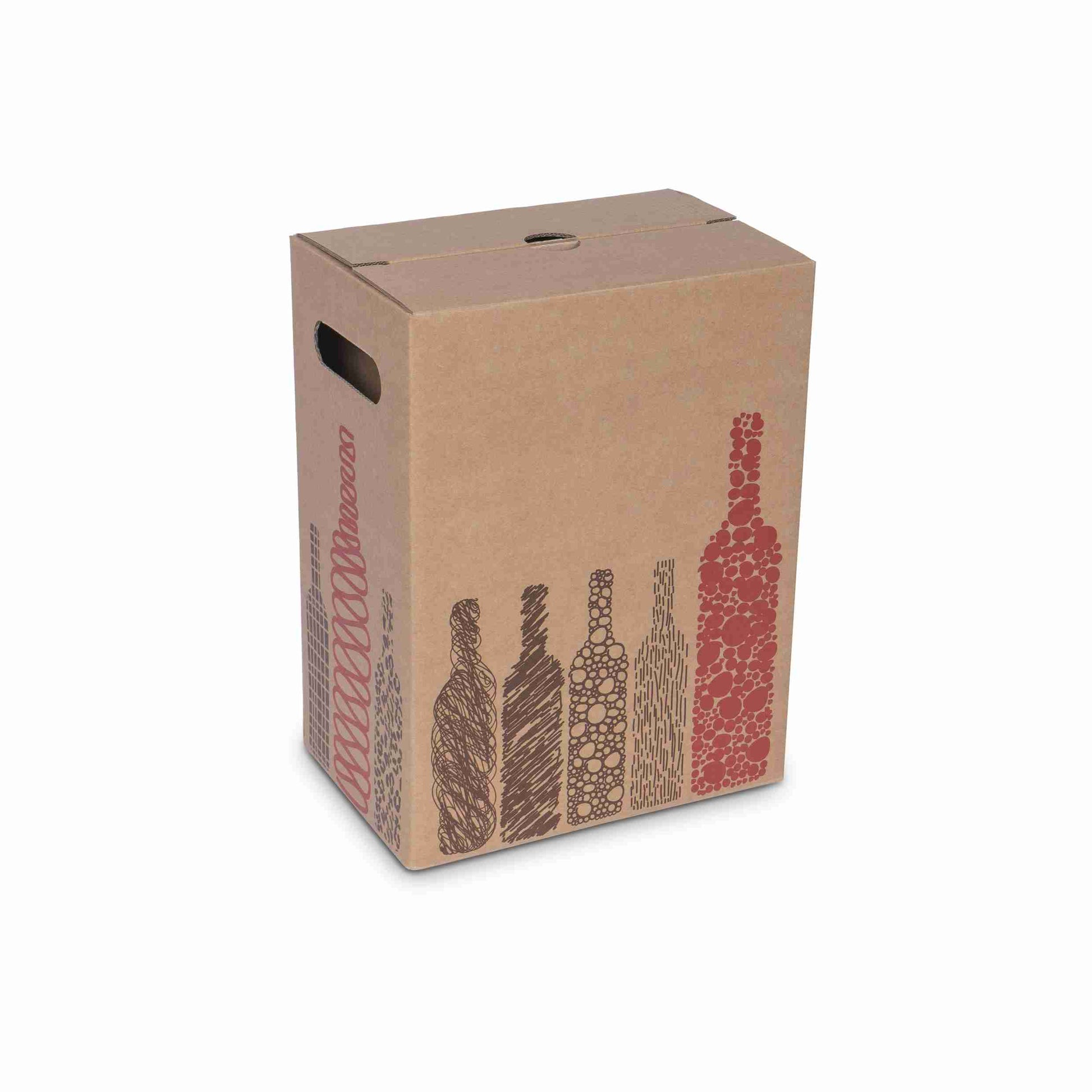 Model Weinversandkarton – für 6 × 0,75 l, max. 300 mm & Ø75 mm – 232 × 155 × 304 mm, braun, Wellkarton – 1 Stk., ab 100 Stk.