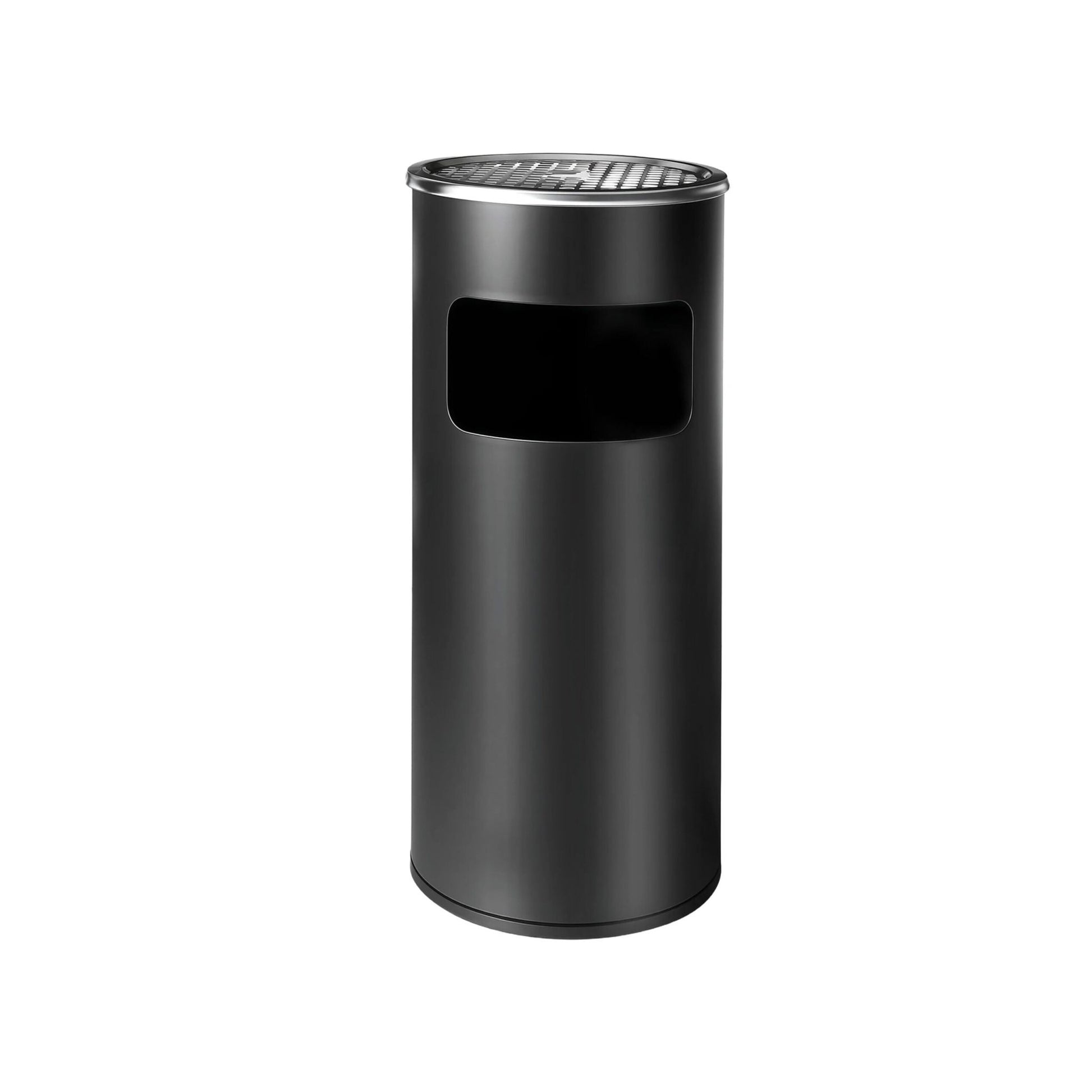 Relaxdays Standascher – 30 l – Edelstahl, rund – schwarz/silber – mit Innenkübel