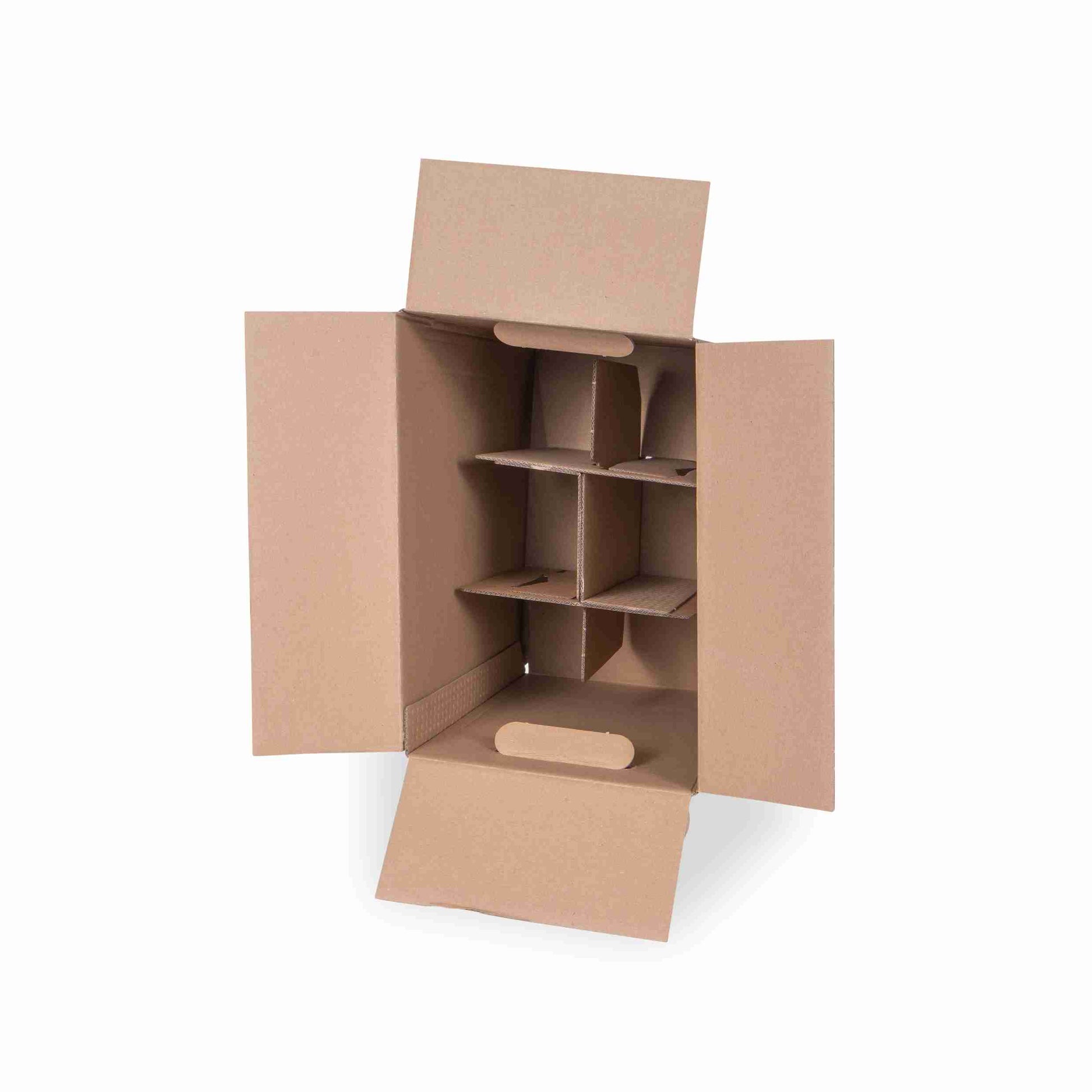 Model Weinversandkarton – für 6 × 1,0 l, max. 350 mm & Ø90 mm – 270 × 180 × 354 mm, braun, Wellkarton – 1 Palette (560 Stk.)