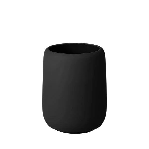 Blomus Zahnputzbecher Sono – 8,6×8,6×10,7 cm, Keramik, Schwarz